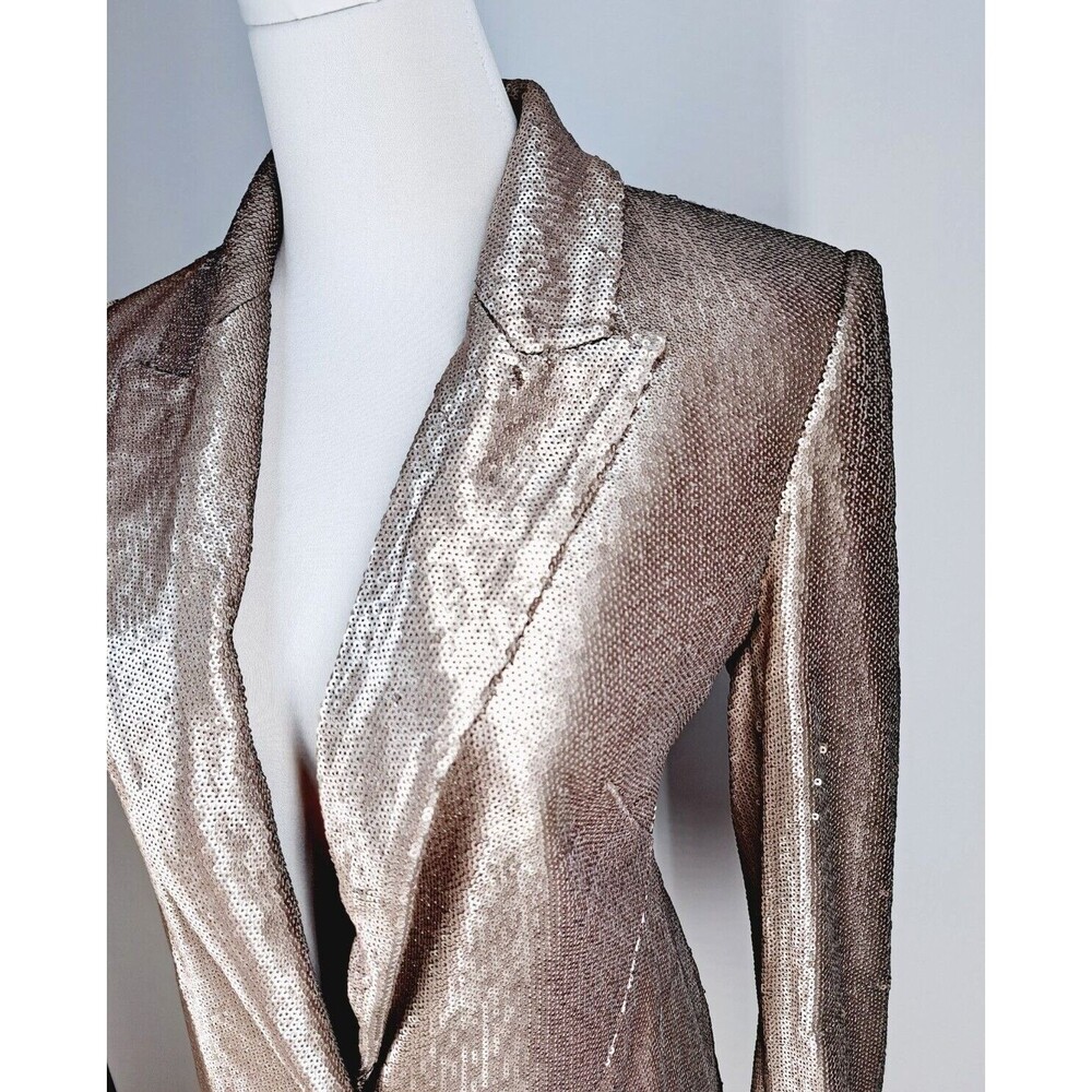 $ 875 L'Agence Chamberlain Blazer Jacket Coat Champagne Sequins Size 2 - Picture 2 of 9